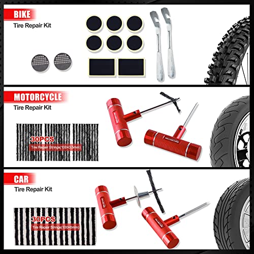 AWELCRAFT Heavy Duty Tire Repair Tools Kit - 108 PCS Set Truck Tool Box for Motorcycle, Car, ATV, Jeep, Truck, Tractor Flat Tire Plug Kit - Image 5