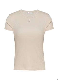 Women's Essential Slim Rib-Knit T-Shirt -  Stretch cotton, Beige - pzsku/ZEB148CFED9EAEFBE36D8Z/45/_/1738050722/b4e34e7c-c38a-4fe3-b735-99c4f82fd7d8