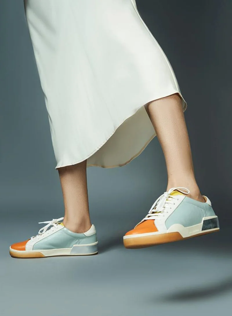 Take Two Color Block Leather Lace-Up Sneakers By Heel Your Sole