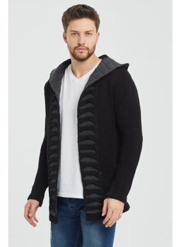 Cool Tarz Cool Style Men's Black Patterned Poncho Knitwear Cardigan  - Image 1