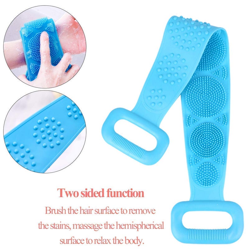 JAYDEV Zone PeachSilicone Bath Body Brush Bath Brush Shower Belt with Leaf soap Stand Dish 1 Multi Color - Image 2