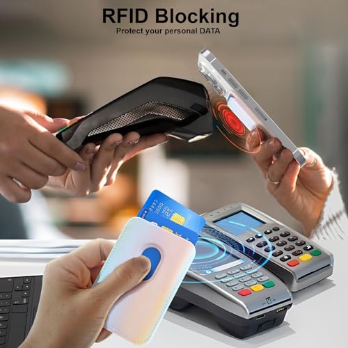 Amzone Magnetic Wallet Cell Phone Card Holder for Phone Case with Mag-Safe, Stronger Magnetic RFID Leather Phone Wallet Stick on Series of iPhone 16/15/14/13 and Pro/Promax, Rainbow Color - Image 4