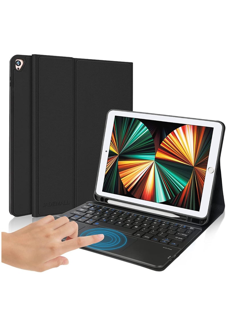 حافظة لوحة مفاتيح iPad 9.7 لجهاز iPad الجيل السادس 2018، iPad الجيل الخامس 2017، iPad Air 2 و Air، iPad Pro 9.7، لوحة مفاتيح تعمل بالبلوتوث اللاسلكي مع لوحة لمس، حافظة واقية مع حامل قلم - Image 1