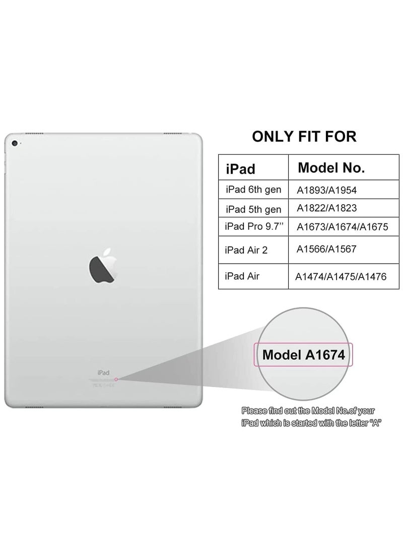 حافظة لوحة مفاتيح iPad 9.7 لجهاز iPad الجيل السادس 2018، iPad الجيل الخامس 2017، iPad Air 2 و Air، iPad Pro 9.7، لوحة مفاتيح تعمل بالبلوتوث اللاسلكي مع لوحة لمس، حافظة واقية مع حامل قلم - Image 2