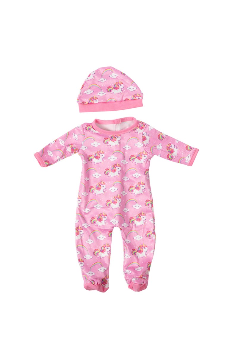 Pink Doll Pajamas Nightcap Set 18Inch&45Cm Cute Rainbow Pattern Rebirth Doll American Doll Born Doll