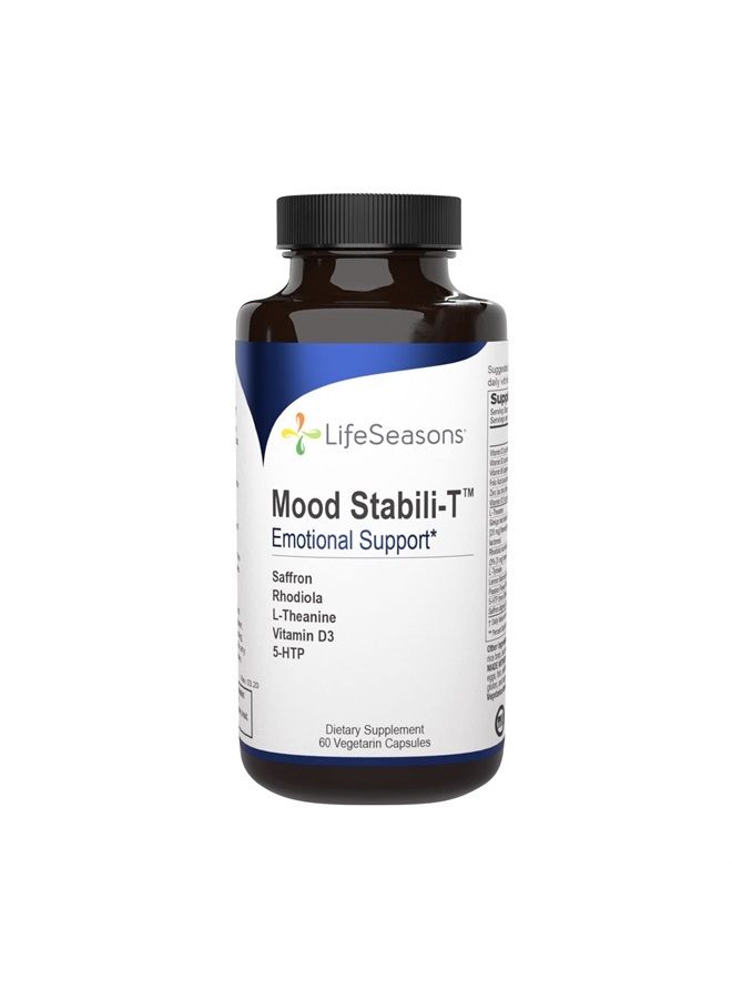 Life Seasons LifeSeasons - Mood Stabili-T - Positive Mood Booster - Enhanced Calmness and Happiness - Relaxed and Balanced Mind - Contains Rhodiola, Ginkgo Biloba and Vitamin D3 - 60 Capsules - Image 1