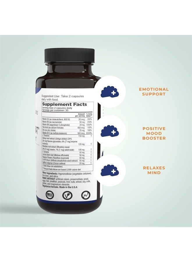 Life Seasons LifeSeasons - Mood Stabili-T - Positive Mood Booster - Enhanced Calmness and Happiness - Relaxed and Balanced Mind - Contains Rhodiola, Ginkgo Biloba and Vitamin D3 - 60 Capsules - Image 2