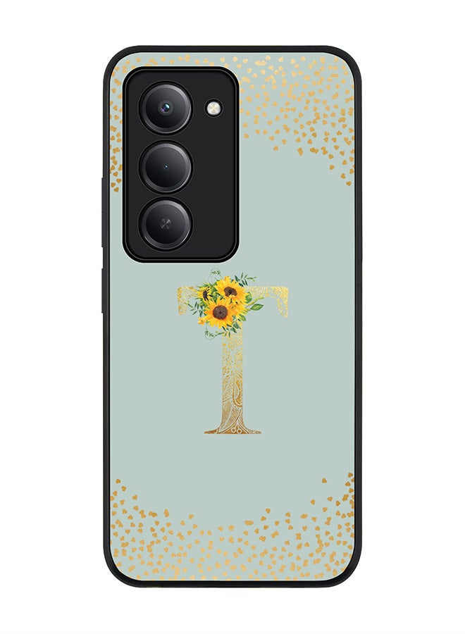 Stylizedd For Xiaomi Redmi 15 5G Case,Slim fit Camera Protection, Shockproof Thin Phone cover  - Custom Floral Monogram - T  (Light Grey ) - Image 1