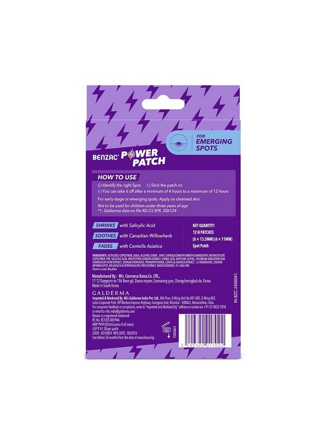 Benzac Power Patch | Fast-Acting Pimple Patch | 6-Hour Visible Results | Ultra-Thin & Invisible Acne Patches | Shrinks, Soothes & Fades Pimples | Dermatologist-Tested | Pack of 12 Patches - Image 2