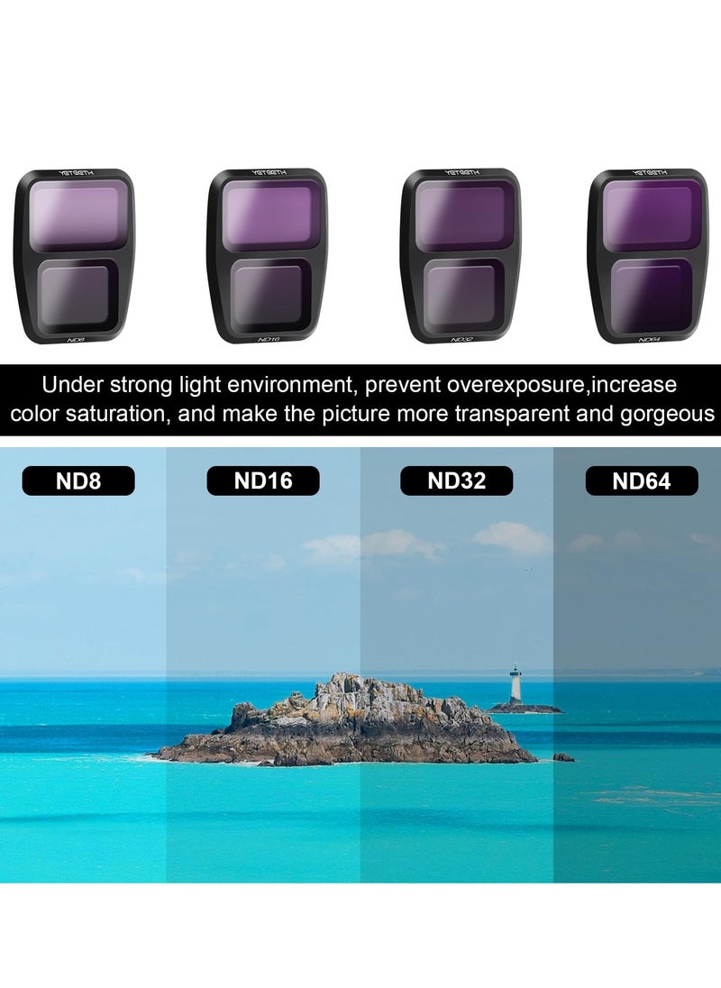 Generic مجموعة فلاتر ND لملحقات DJI Air 3، 6 قطع فلاتر - (UV، CPL، ND8، ND16، ND32، ND64) (نسخة الألمنيوم)  - Image 4
