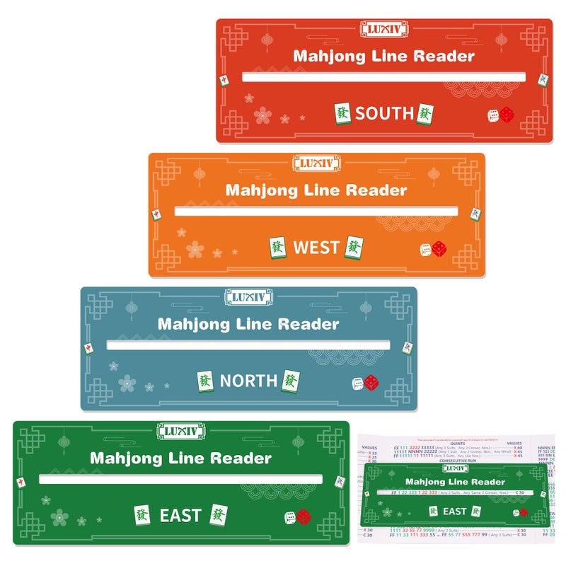 Luxiv 4 Pack Mahjong Line Finder Portable Card Guide for Mahjong Card Line Reader for Beginners with 4Colors Mah Jong Line Reader Helper - Image 3