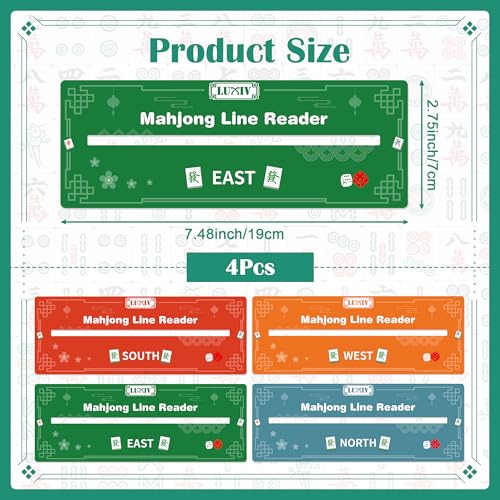 Luxiv 4 Pack Mahjong Line Finder Portable Card Guide for Mahjong Card Line Reader for Beginners with 4Colors Mah Jong Line Reader Helper - Image 5