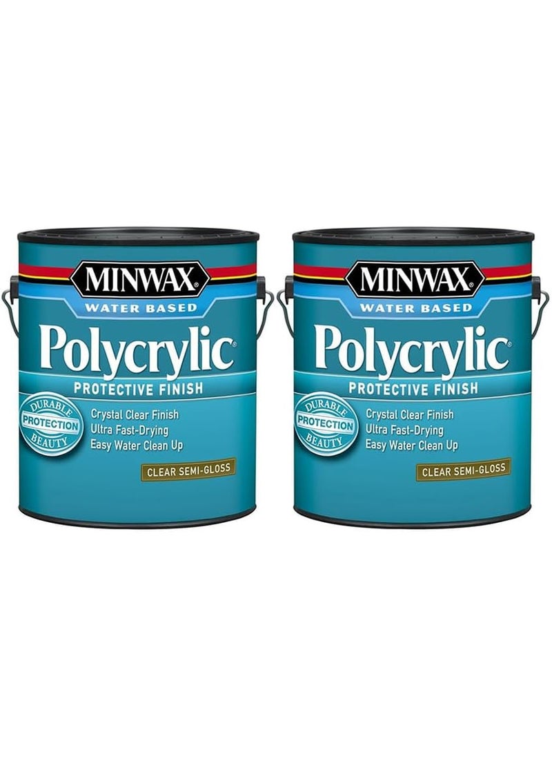 Minwax 2 Pack of 1 gal Minwax 14444 Clear Polycrylic WaterBased Protective Finish SemiGloss 