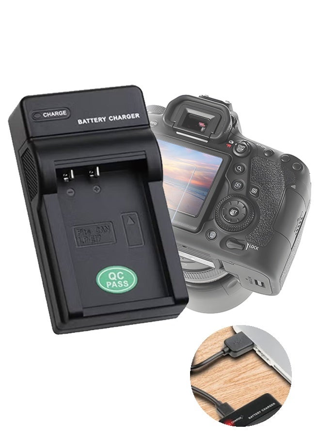 Photon شاحن كاميرا FB LP-E17 لكاميرات كانون R8 وR10 وR50 و850D وEOS RP و200D مع كابل شحن USB (أسود) - Image 1