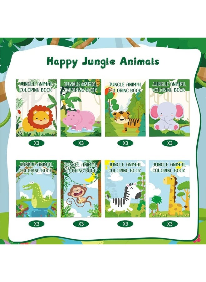 Honoson 24 Pcs Kids Coloring Books Animals Truck Coloring Books Bulk Jungle Animals Party Favors Mini DIY Art Drawing Pages for Birthday Gifts Classroom Jungle Party SuppliesCartoon Style - Image 1