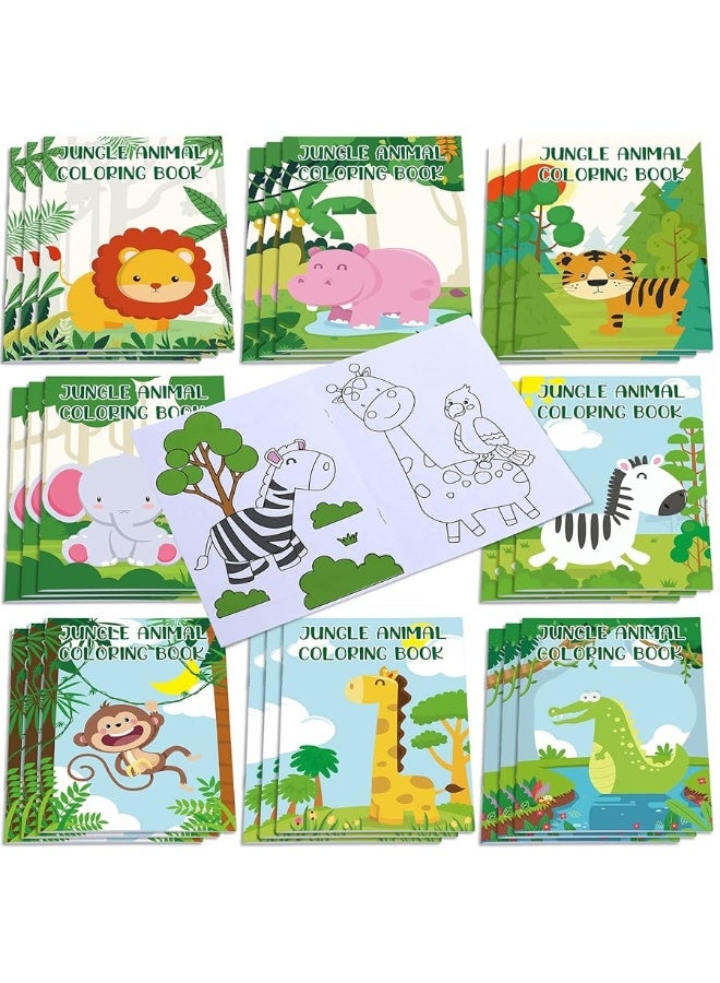 Honoson 24 Pcs Kids Coloring Books Animals Truck Coloring Books Bulk Jungle Animals Party Favors Mini DIY Art Drawing Pages for Birthday Gifts Classroom Jungle Party SuppliesCartoon Style - Image 2