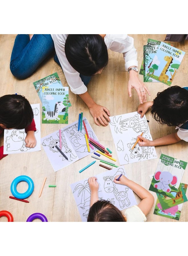 Honoson 24 Pcs Kids Coloring Books Animals Truck Coloring Books Bulk Jungle Animals Party Favors Mini DIY Art Drawing Pages for Birthday Gifts Classroom Jungle Party SuppliesCartoon Style - Image 4