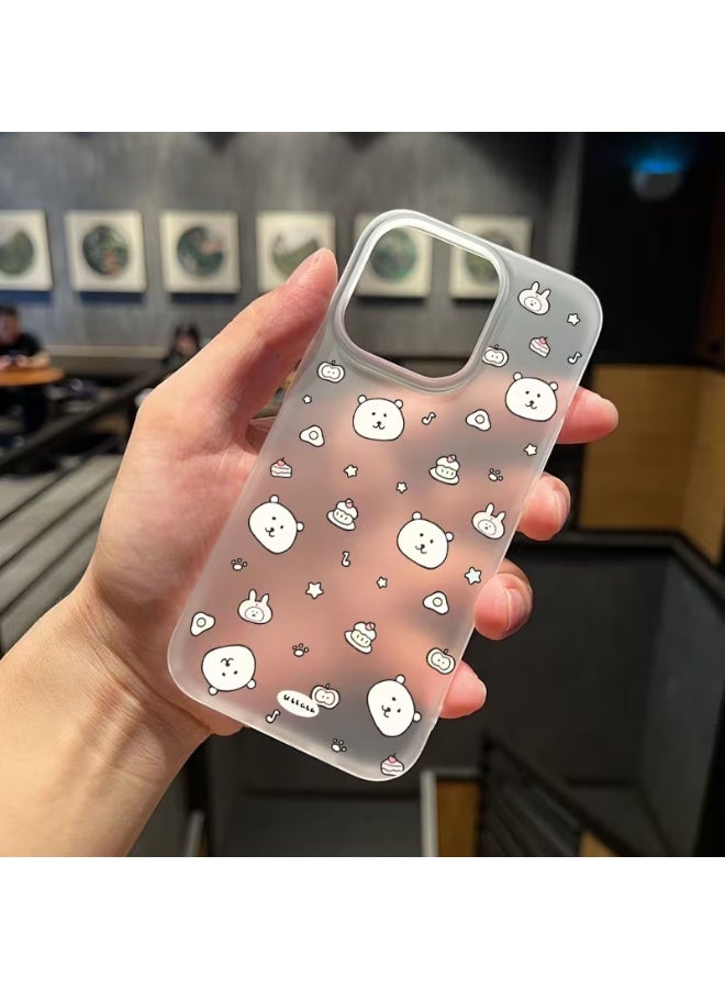 Temu A scratch-resistant phone case with a cute bear design, transparent and secure, cartoon design, high-quality color artwork, durable material, stylish and comfortable protection, compatible with iPhone 17. - Image 1