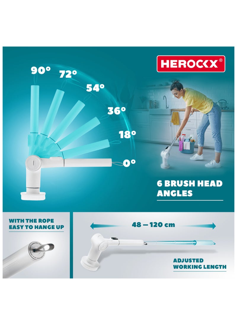 HEROCKX Electric Cleaning Brush, HEROCKX Cordless Electric Spin Scrubber with 8 Interchangeable Drill Brush Heads, Adjustable Handle for Bathroom, Kitchen, Car, Floor  - Image 3