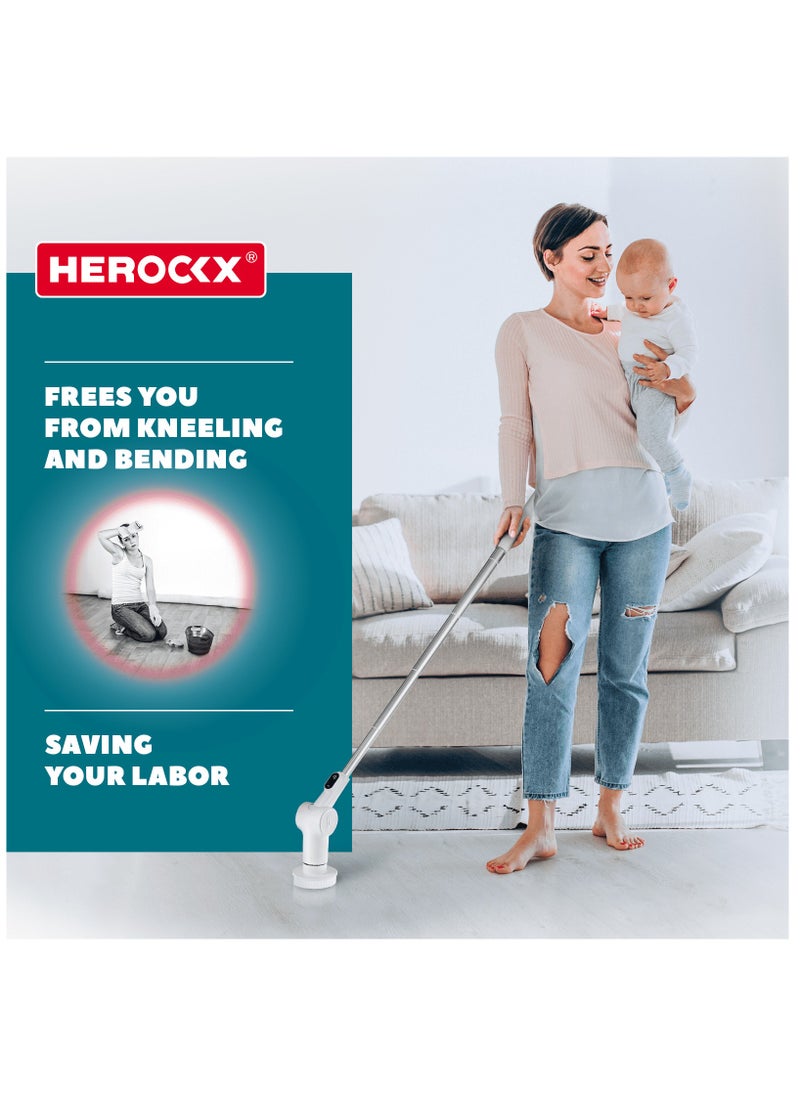 HEROCKX Electric Cleaning Brush, HEROCKX Cordless Electric Spin Scrubber with 8 Interchangeable Drill Brush Heads, Adjustable Handle for Bathroom, Kitchen, Car, Floor  - Image 2