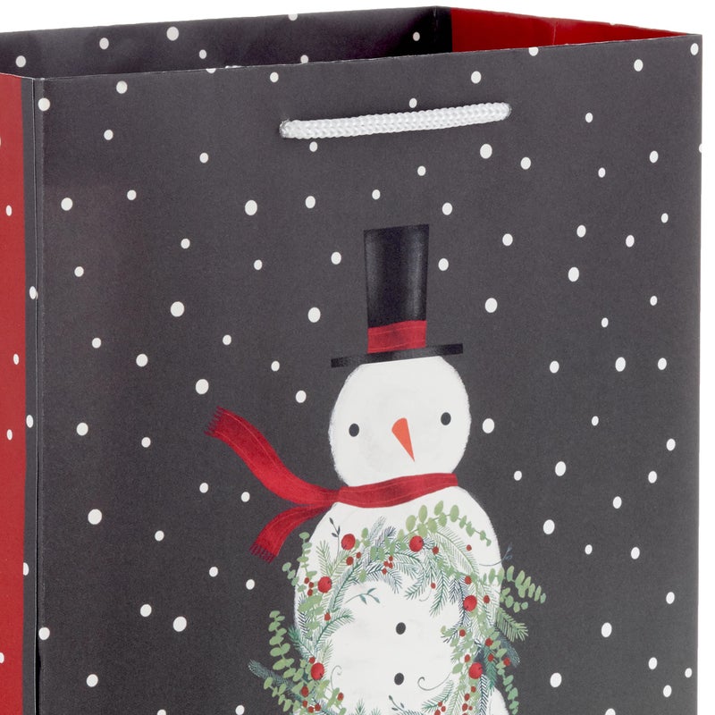 Hallmark 9"" Medium Christmas Gift Bags (4 Bags: Snowy Tree  Rustic Farmhouse  Snowman  ""Merry Christmas"") in Gray  Red  White  Brown - Image 5
