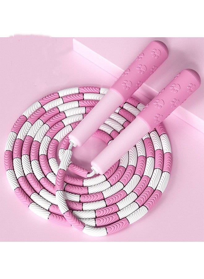 Generic 1-Piece Soft Beaded Jump Rope 9feet White/Pink  - Image 1