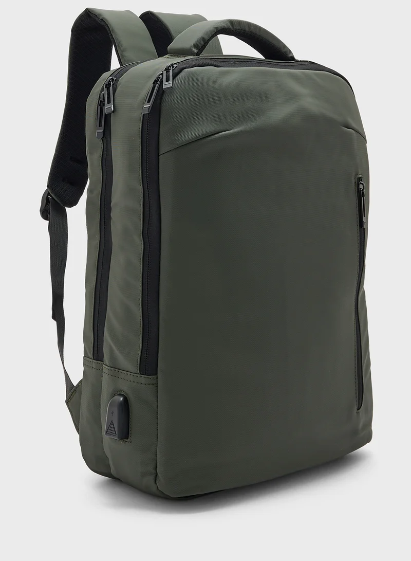 Robert Wood Casual Padded Laptop Backpack With Usb Port