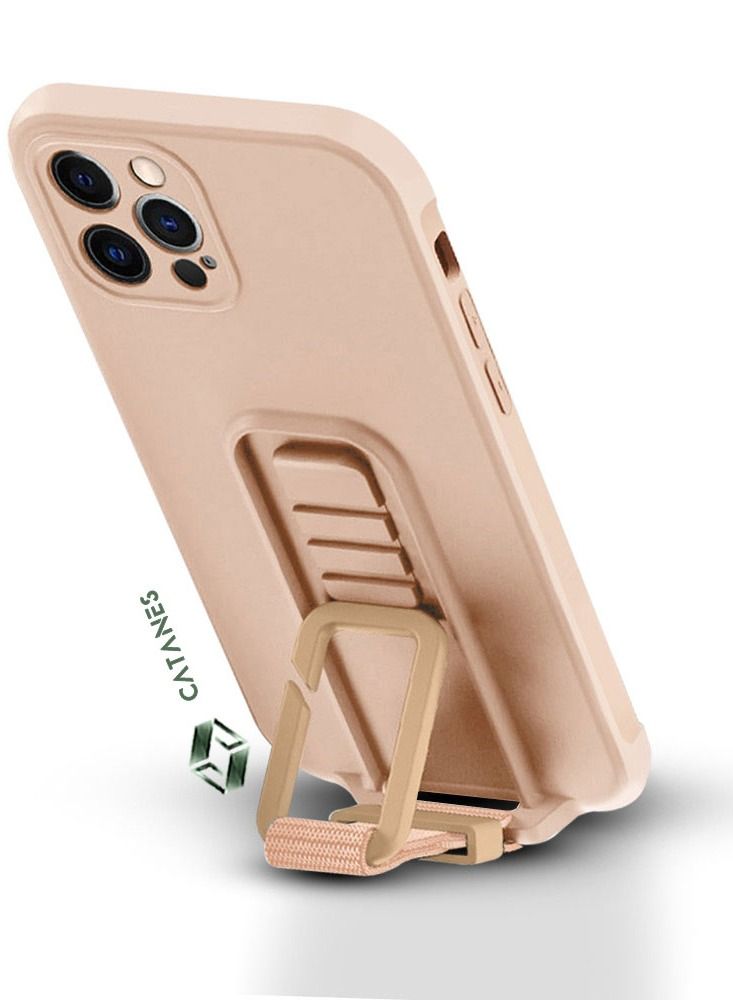 CATANES 2 Pack For iPhone 12 Pro Case Cover And Screen Protector With Strap And Adjustable Grip Case Pink - Image 2