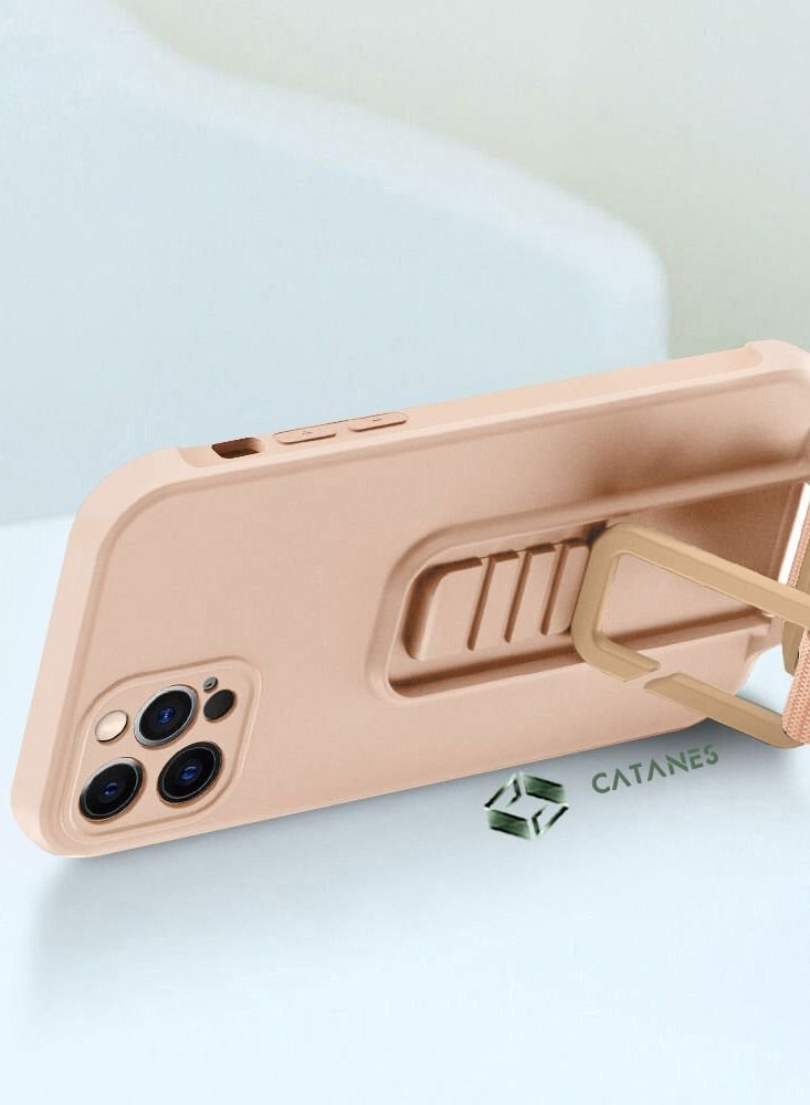 CATANES 2 Pack For iPhone 12 Pro Case Cover And Screen Protector With Strap And Adjustable Grip Case Pink - Image 4