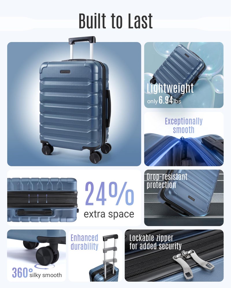 LIGHT FLIGHT Carry On Luggage 22x14x9 Airline Approved, Expandable Carry On Suitcases with Wheels, Lightweight Luggage, Durable Hard Shell 20 Inch Rolling Suit Case for Men Women Travel,Royal Blue - Image 2