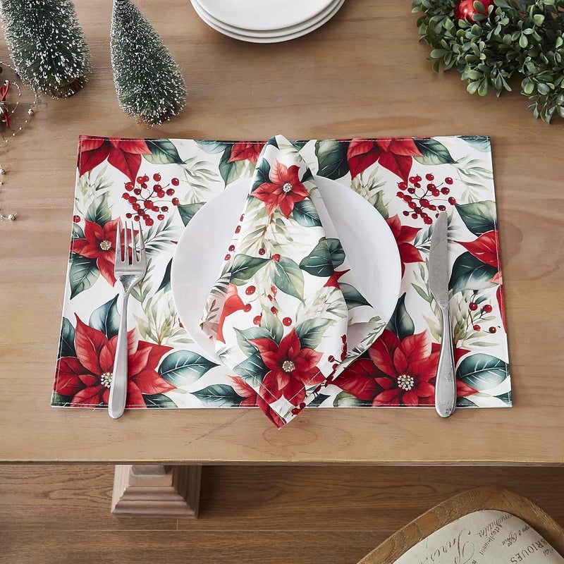 Avanti Linens  Tablecloth Floral Tabletop Accessories Christmas Decorations 52 x 70 Poinsettia Collection - Image 3