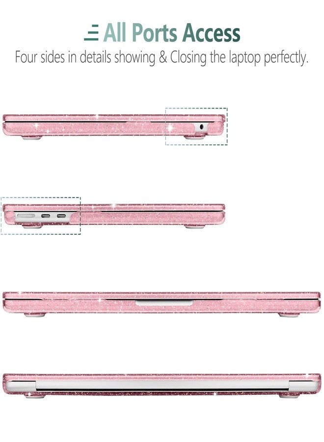 DONGKE Compatible with MacBook Air 13.6 inch Case M4 M3 M2 2025 2024 2023 2022 A3240 A3113 A2681, Glitter Bling Plastic Hard Shell & Keyboard Cover for MacBook Air M4 13 inch Case, Sparkly Pink - Image 4