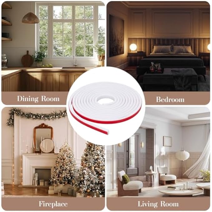 9.8FT X 0.37INCH PEEL AND STICK TRIM WHITE SELF-ADHESIVE SOFT DECORATIVE STRIP WALL MOLDING TRIM FOR WALLS CHAIR RAIL PANEL MOULDING FOR HOME DECOR TILE EDGE DOOR MIRROR FRAME - Image 3