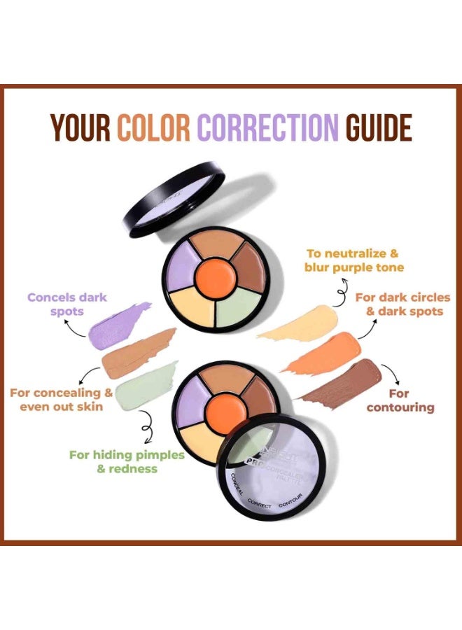 INSIGHT Pro Concealer Palette - Shade Corrector | Makeup Wheel for Face | Satin–Matte Finish | 3-in-1 Conceal, Contour & Correct | Waterproof | Full Coverage | 15gm - Image 2