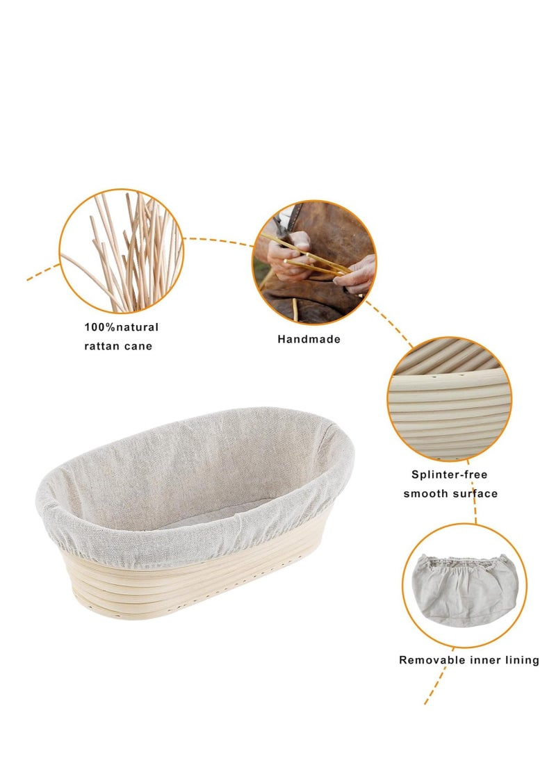 2 Pack 10 inch Banneton Proofing Basket Set, Sourdough Bread Proofing Basket Baking Dough Bowl with Cloth Liner for Home Bakers - Image 2