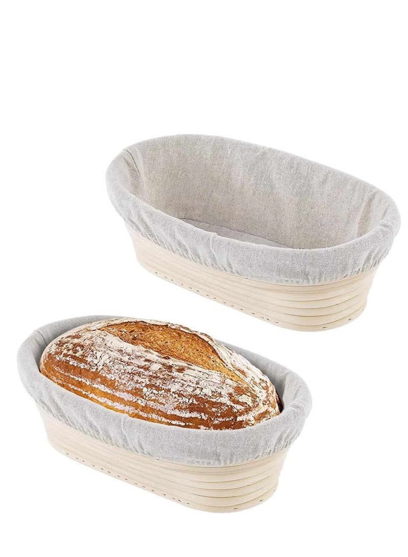 2 Pack 10 inch Banneton Proofing Basket Set, Sourdough Bread Proofing Basket Baking Dough Bowl with Cloth Liner for Home Bakers - Image 1