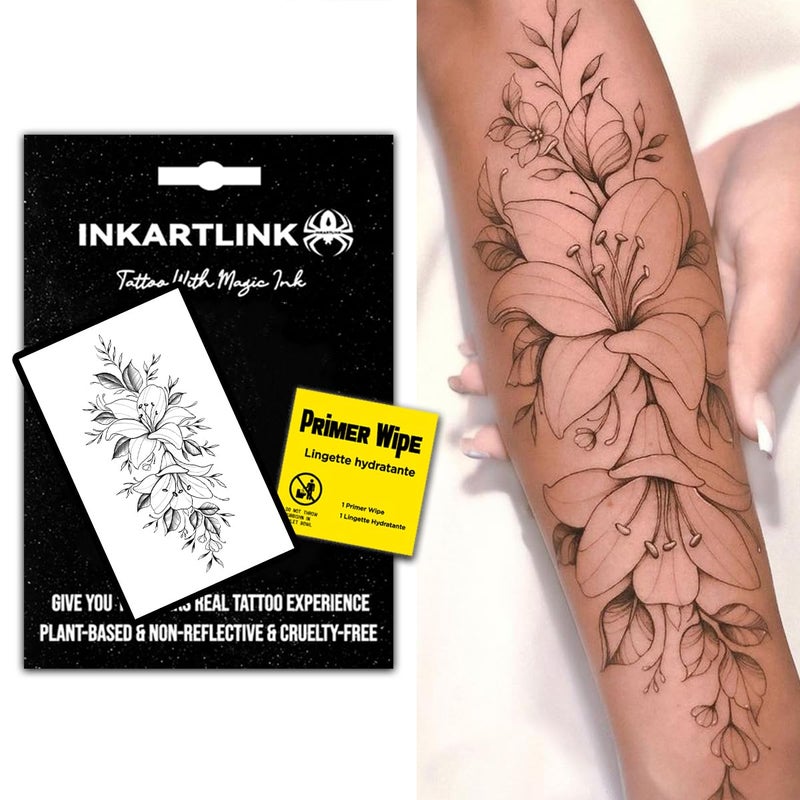 INKARTLINK Semi Permanent Tattoo, 15-day Temporary Tattoo, Flower Tattoo for Women, Waterproof and Anti-reflective, Exquisite Packaging, Unique Design (Flowers 7) - Image 1