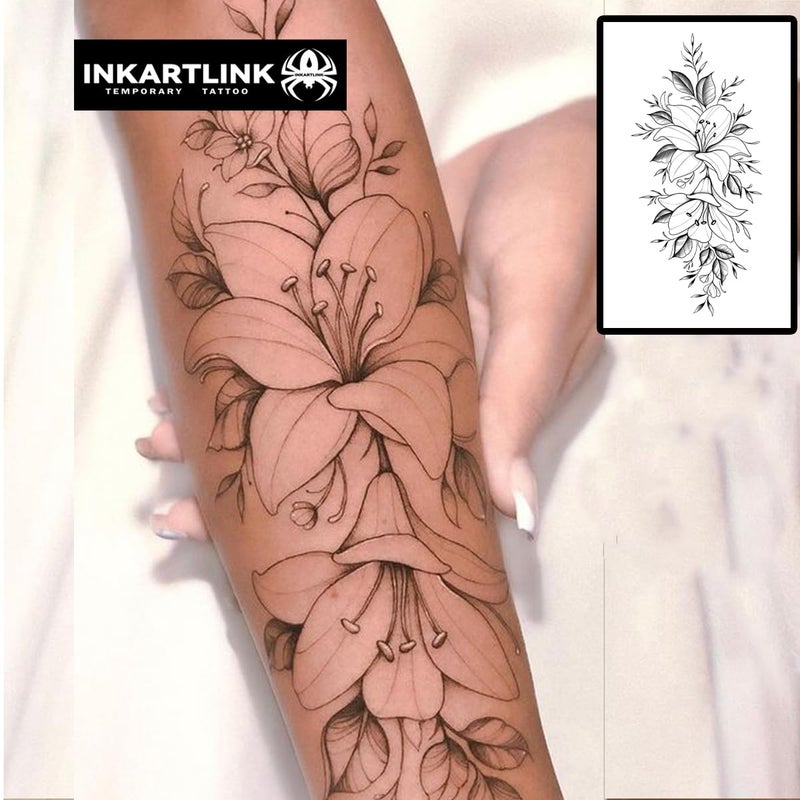 INKARTLINK Semi Permanent Tattoo, 15-day Temporary Tattoo, Flower Tattoo for Women, Waterproof and Anti-reflective, Exquisite Packaging, Unique Design (Flowers 7) - Image 3