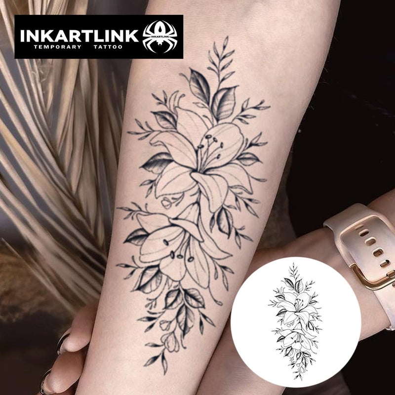 INKARTLINK Semi Permanent Tattoo, 15-day Temporary Tattoo, Flower Tattoo for Women, Waterproof and Anti-reflective, Exquisite Packaging, Unique Design (Flowers 7) - Image 4