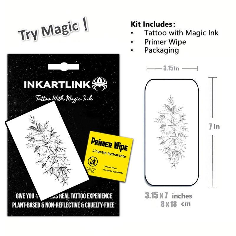 INKARTLINK Semi Permanent Tattoo, 15-day Temporary Tattoo, Flower Tattoo for Women, Waterproof and Anti-reflective, Exquisite Packaging, Unique Design (Flowers 7) - Image 2