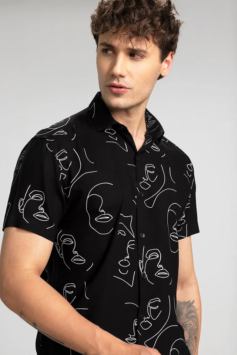 SNITCH Doodle Face Black Shirt