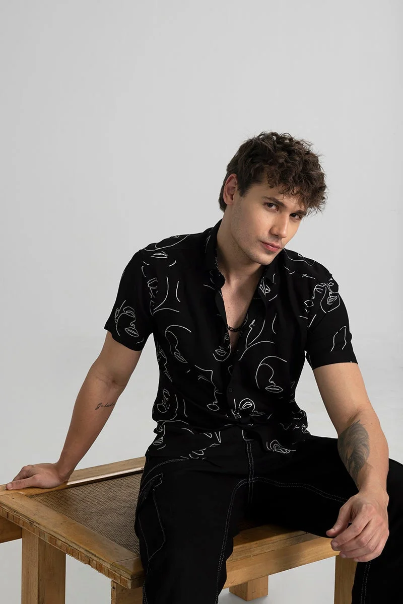 SNITCH Doodle Face Black Shirt