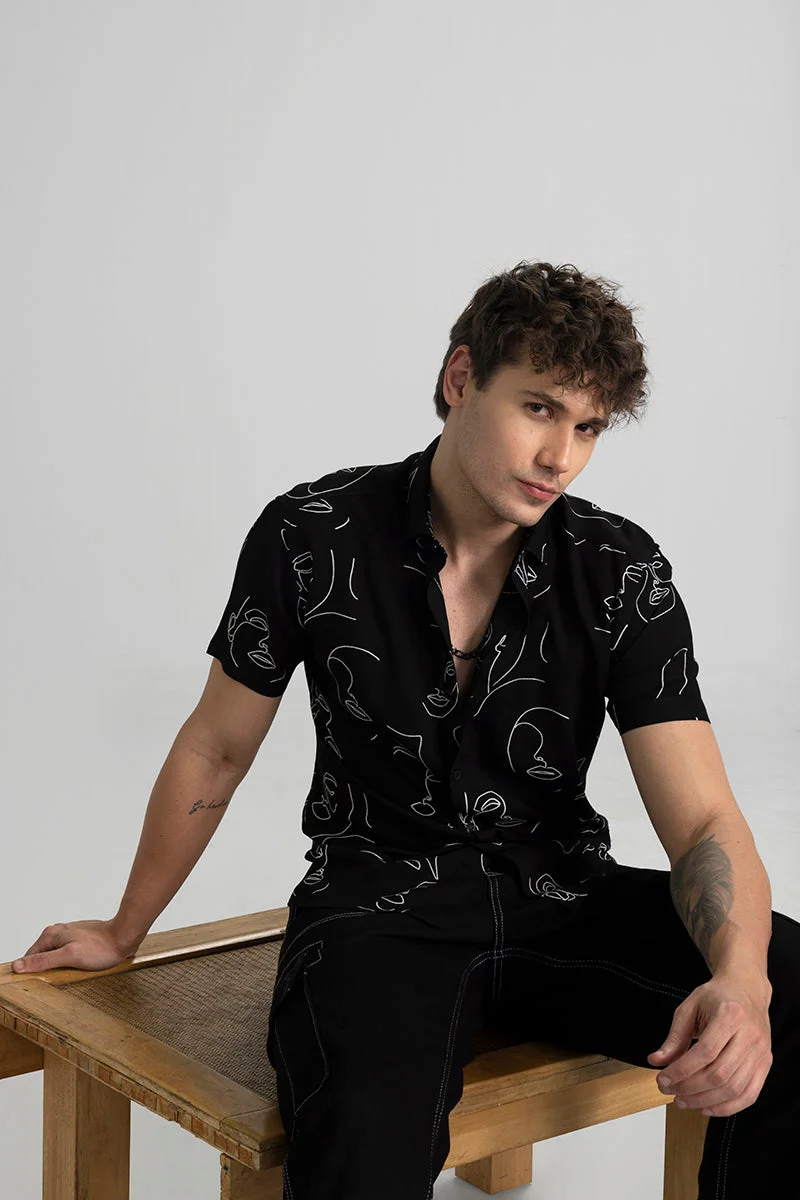 SNITCH Doodle Face Black Shirt