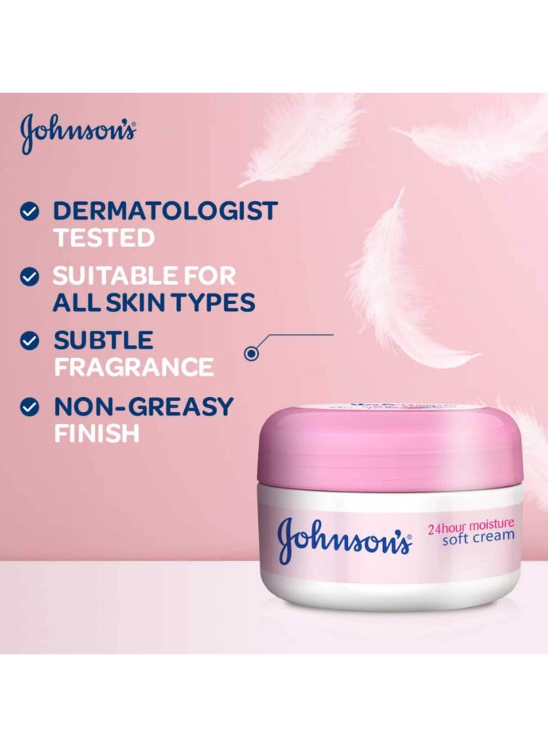 Johnson's Body Cream 24 Hour Moisture Soft 100ml - Image 4