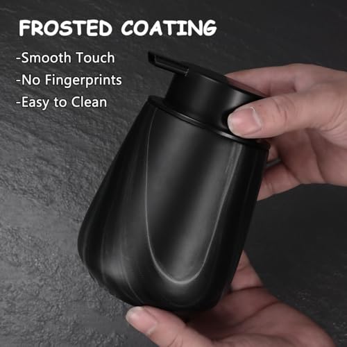 Eyrozia 12Oz Foaming Hand Soap Dispenser - Ceramic Bathroom Foam Soap Dispenser with Easy-to-Press Black Pump, Refillable Lotion Hand Soap Dispenser, Dish Soap Dispenser for Kitchen, Marble Black - Image 2