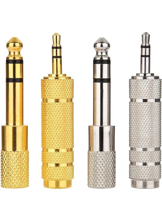 eBoot محول سماعة رأس eBoot مكون من 4 قطع من 6.35 مم (1/4 بوصة) ذكر إلى 3.5 مم أنثى ومقبس صوت استريو 3.5 مم ذكر إلى 6.35 مم (1/4 بوصة) أنثى - Image 1