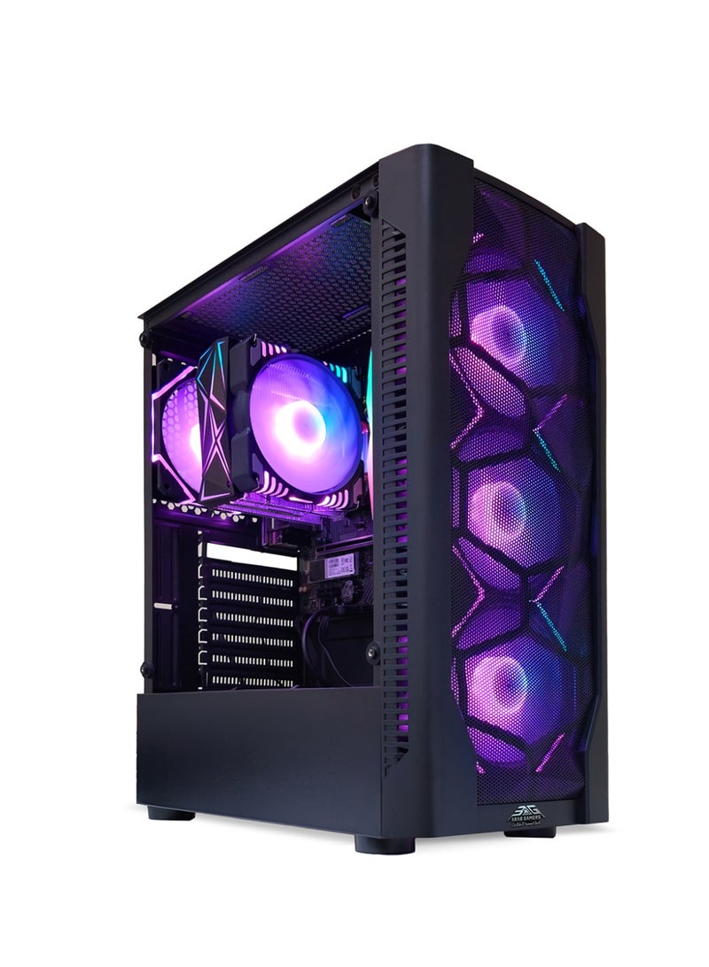 عرب جيمرز حزمة كمبيوتر ألعاب متكاملة - معالج Intel Core i5-12400F، بطاقة رسومات RTX 5050 8 جيجابايت، 16 جيجابايت رام، 1 تيرابايت NVMe SSD، شاشة 24 بوصة FHD، ملحقات، ويندوز 11 برو، أسود - Image 2