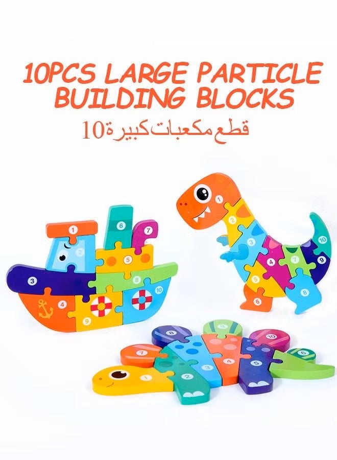 Soofam 8 Pack Puzzle Set with Different Patterns and Colorful Design, 3D Puzzles, Beautifully-detailed Wooden Jigsaw, Educational Blocks, Montessori Toys, Creative Sensory Toy, Ideal Gift for Kids - Image 5