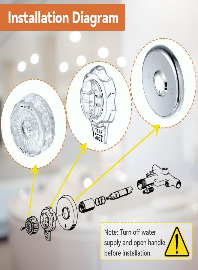 Dreyoo طقم زينة الدش من Dreyoo متوافق مع Mixet MTR-5 CLR BrassCraft SKD0210 D MXT05، يتضمن غطاء خارجي 5-1/2 بوصة، ووحدة تحكم في الحجم ودرجة الحرارة من الأكريليك، وبرغي مقبض، لحنفيات حوض الاستحمام والدش - Image 5