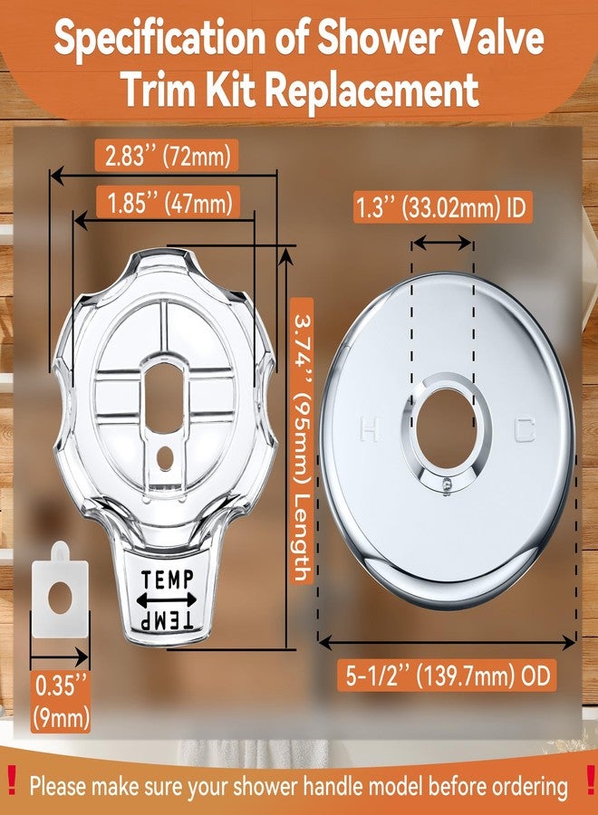 Dreyoo طقم زينة الدش من Dreyoo متوافق مع Mixet MTR-5 CLR BrassCraft SKD0210 D MXT05، يتضمن غطاء خارجي 5-1/2 بوصة، ووحدة تحكم في الحجم ودرجة الحرارة من الأكريليك، وبرغي مقبض، لحنفيات حوض الاستحمام والدش - Image 4